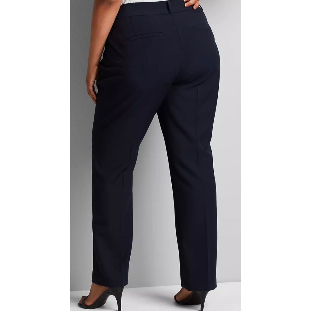Lane Bryant Navy‎ Blue Perfect Drape Wide Leg High Rise Pants 22 Petite NEW